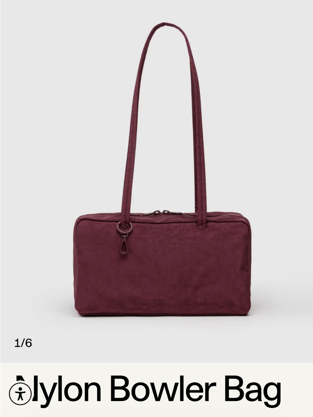 BAGGU Nylon Bowler Shoulder Bag - Wine